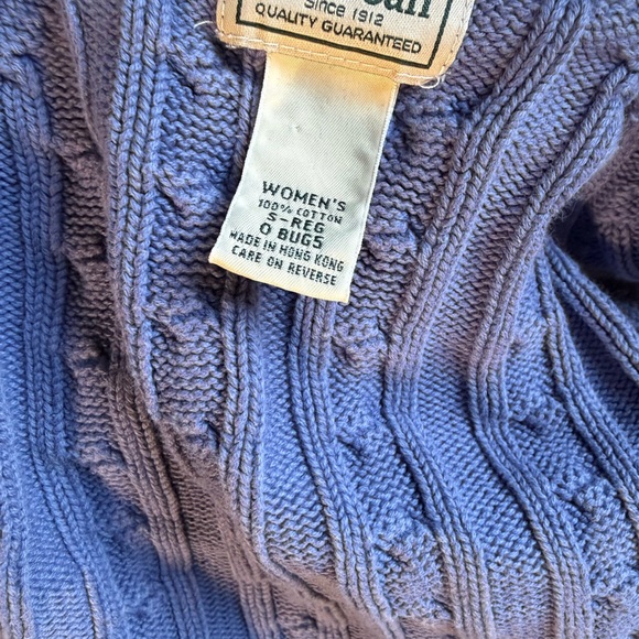 L.L. Bean Lavender Cable Knit Cardigan - Picture 3 of 4